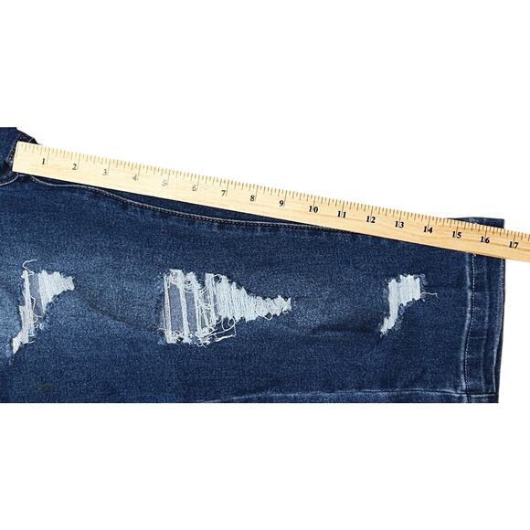 NWOT Flamingo Ripped Mid-Rise Stretch Capri Jeans Women's Large 29X17 - Picture 4 of 7